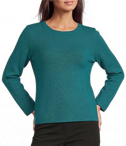 Investments Petite Size Ribbed Knit Crew Neck Long Sleeve Sweater