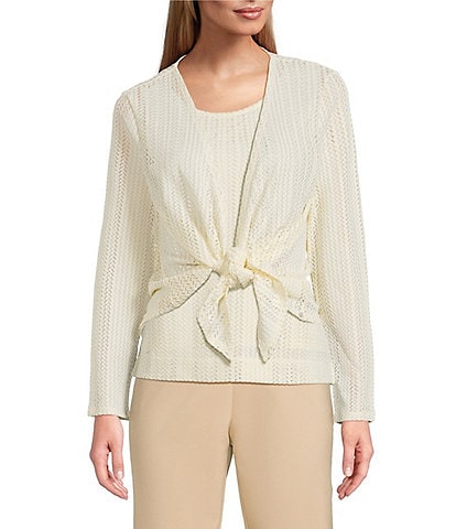 Investments Petite Size Soft Separates Long Sleeve Crochet Coordinating Topper