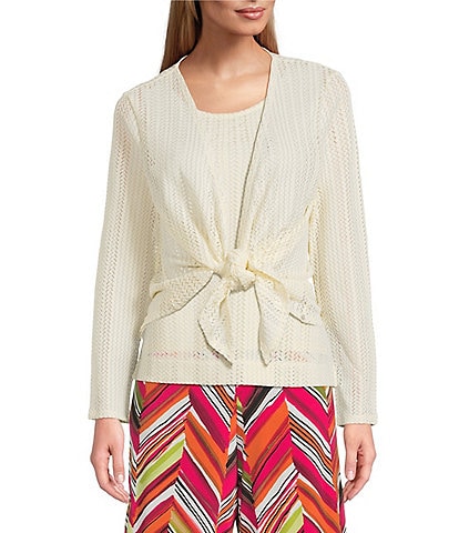 Investments Petite Size Soft Separates Long Sleeve Crochet Coordinating Topper