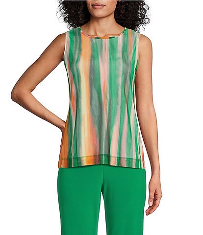 Investments Petite Size Soft Separates Watercolor Wash Crew Neck Tank Top