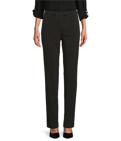 Investments Petite Size the 5TH AVE fit Black Charcoal Glen Plaid Straight Leg Pants