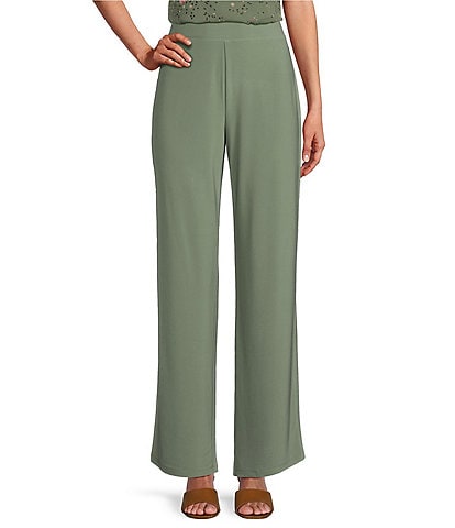 Investments Petite Soft Separates Wide Leg Elastic Waist Mid Rise Coordinating Pull-On Pants