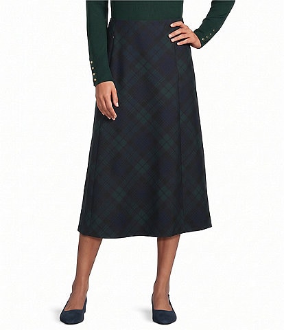 Investments Pine Grove Plaid Pull-On Ponte Maxi Skirt
