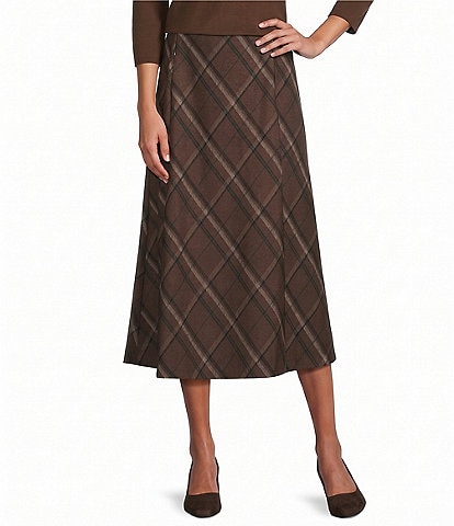 Investments Pinecone Plaid Pull-On Ponte Maxi Skirt