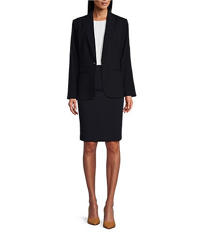 Investments Platinum Suiting Long Sleeve Two Button Notch Lapel Blazer & Coordinating Pencil Skirt