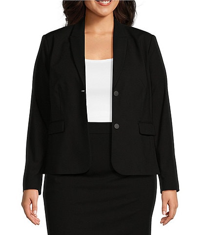 Investments Platinum Suiting Plus Size Long Sleeve Two Button Notch Lapel Blazer