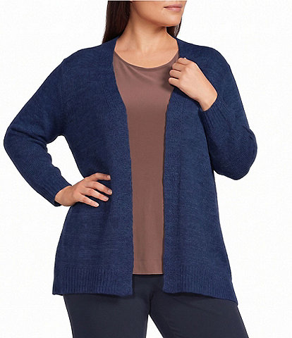Investments Plus Size 3/4 Sleeve Open Front Cardigan
