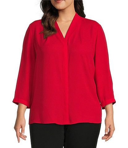 Red Plus-Size Casual ☀ Dressy Blouses ...