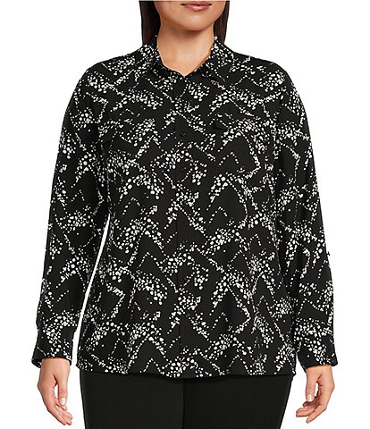 Investments Plus Size Paige Point Collar Abstract Scale 3/4