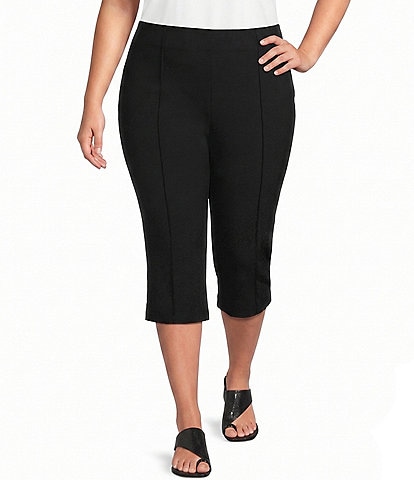 Investments Plus Size Pull-On Pintuck Capri Pants
