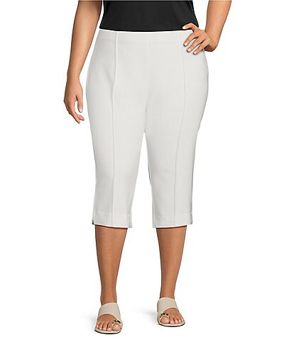 Investments Plus Size Pull-On Pintuck Capri Pants