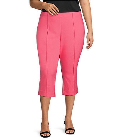 Investments Plus Size Pull-On Pintuck Capri Pants