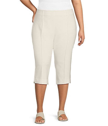 Investments Plus Size Pull-On Pintuck Capri Pants