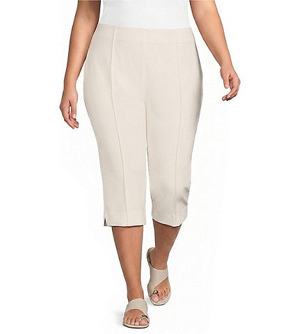 Investments Plus Size Pull-On Pintuck Capri Pants