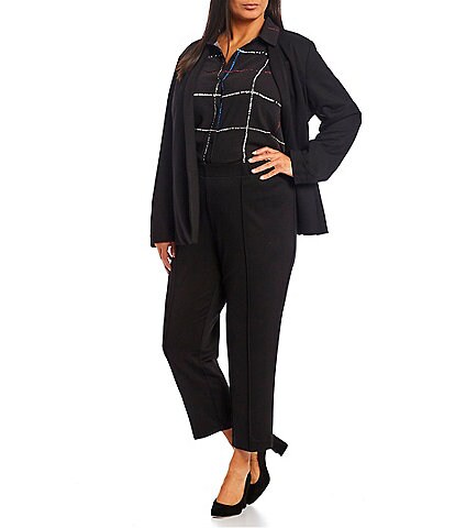 Investments Plus Size Signature Ponte Long Sleeve Open Front Blazer & Ponte Ankle Pull-On Pants