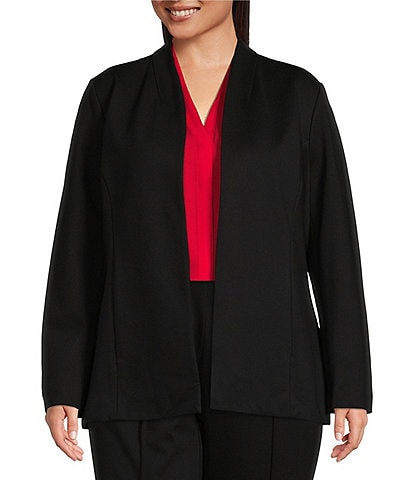 Investments Plus Size Signature Ponte Long Sleeve Open Front Jacket