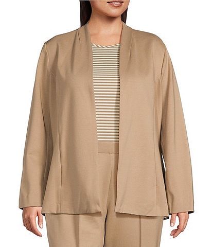 Investments Plus Size Signature Ponte Long Sleeve Open-Front Coordinating Jacket
