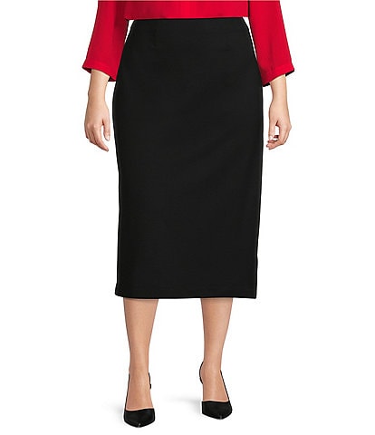 Investments Plus Size Signature Ponte Slimming Panel Straight Pencil Skirt