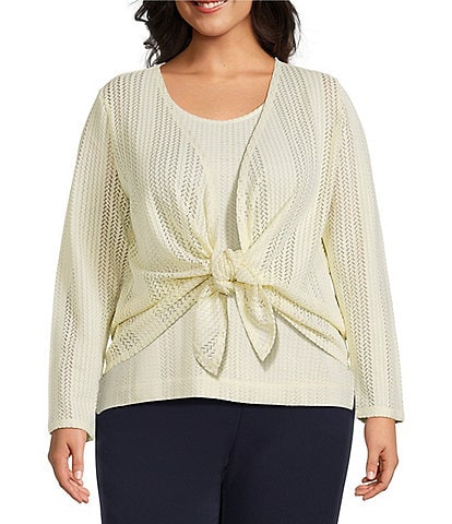 Investments Plus Size Soft Separates Long Sleeve Crochet Coordinating Topper