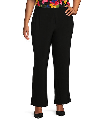 Investments Plus Size Soft Separates Elastic Waist Tapered Straight Leg Pull-On Pants