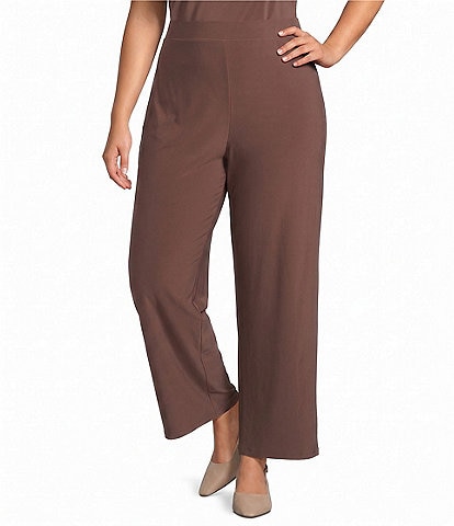 Investments Plus Size Soft Separates Elastic Waist Tapered Straight Leg Pull-On Pants