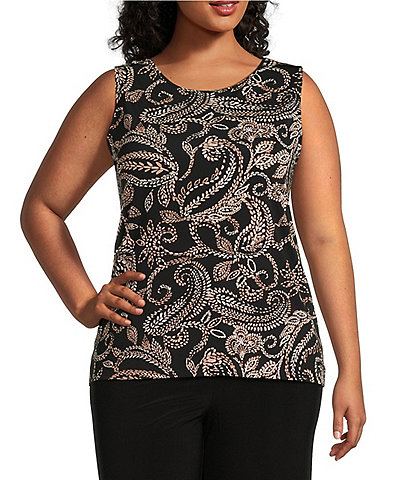 Investments Plus Size Soft Separates Reversible Crew to Scoop Neck Sleeveless Tank Top