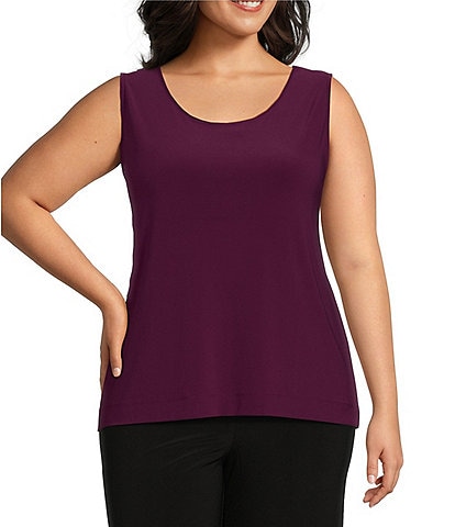 Investments Plus Size Soft Separates Reversible Crew to Scoop Neck Sleeveless Top