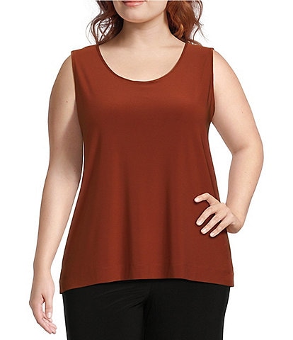Investments Plus Size Soft Separates Reversible Crew to Scoop Neck Sleeveless Top