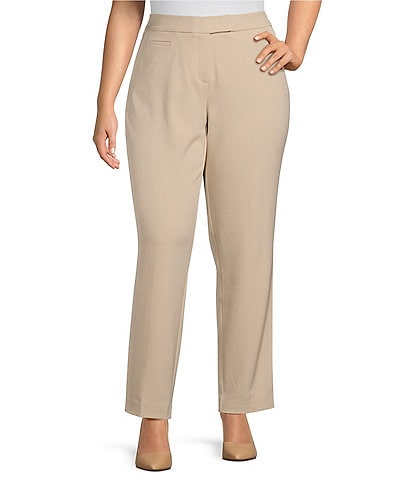 Investments Plus Size the 5TH AVE fit Heathered Humus Tummy Control Straight Leg Pants