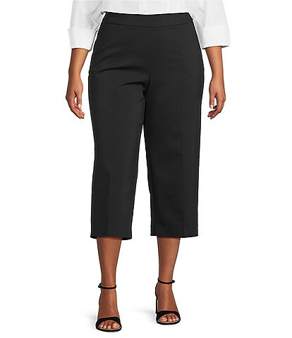 Investments Plus Size the PARK AVE fit Elite Stretch Pull-On Wide Leg Crop Pants