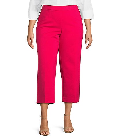 Investments Plus Size the PARK AVE fit Elite Stretch Pull-On Wide Leg Crop Pants