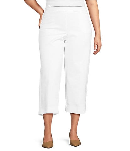 Investments Plus Size the PARK AVE fit Elite Stretch Pull-On Wide Leg Crop Pants