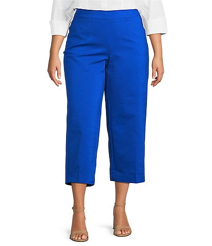 Investments Plus Size the PARK AVE fit Elite Stretch Pull-On Wide Leg Crop Pants