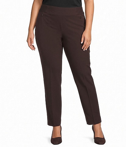 Investments Plus Size the PARK AVE fit Pull-On Mid Rise Straight Leg Pants