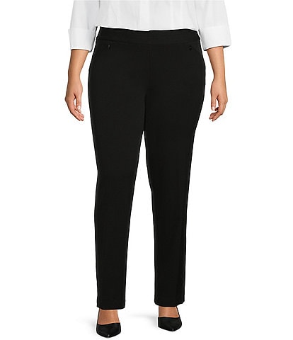 Slim Factor by Investments Plus Size Ponte Knit No Waist Slim Straight Pants