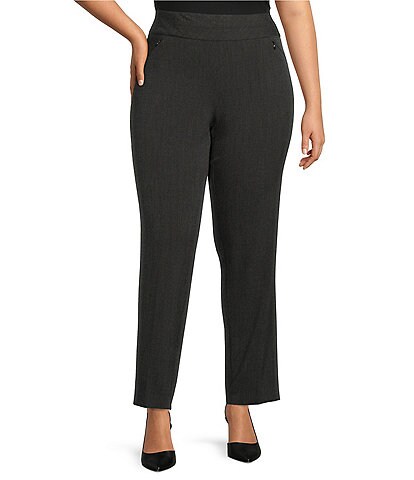 Investments Plus Size the PARK AVE fit Stretch Straight Leg Pull-On Tweed Pants