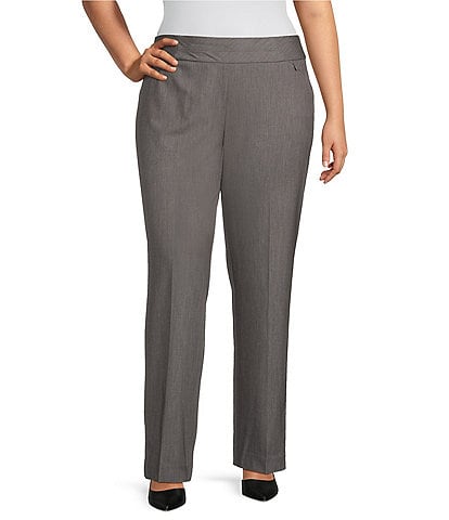 Investments Plus Size the PARK AVE fit Stretch Tummy Control Front Pocketed Straight Leg Pants