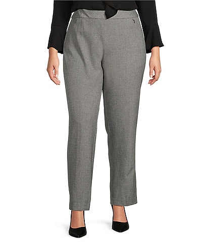 Investments Plus Size the PARK AVE fit Stretch Tummy Control Front Pocketed Straight Leg Pants