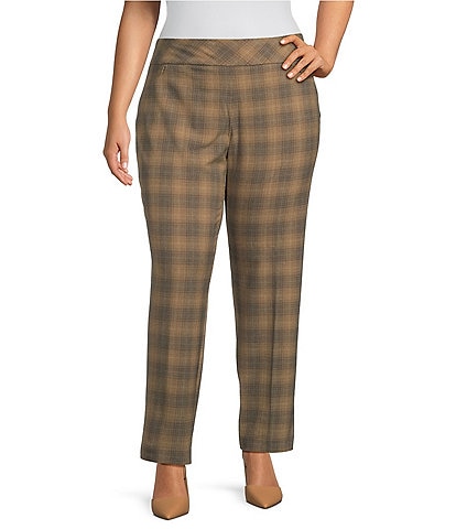 Investments Plus Size the PARK AVE fit Stretch Tummy Control Front Pocketed Straight Leg Pants