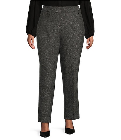 Investments Plus Size the PARK AVE fit Stretch Tummy Control Front Pocketed Straight Leg Pants