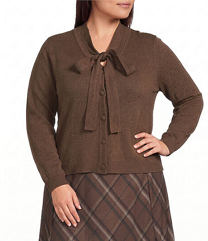 Investments Plus Size V-Neck Long Sleeve Bow Sweater