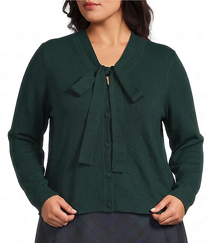 Investments Plus Size V-Neck Long Sleeve Bow Sweater