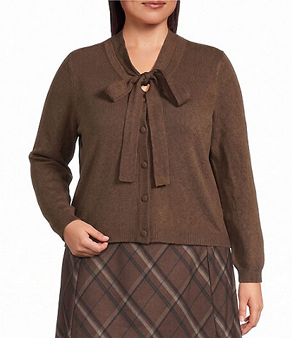 Investments Plus Size V-Neck Long Sleeve Bow Sweater