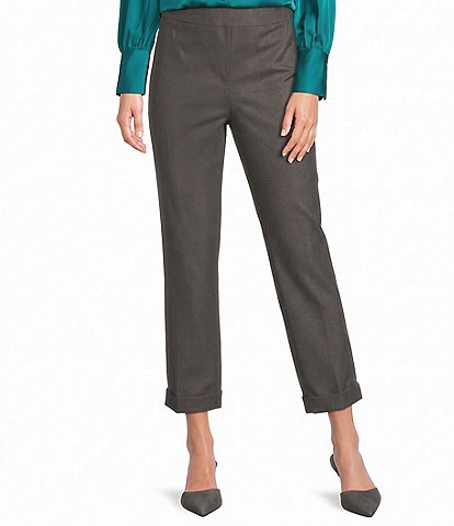 Investments Pull-On Heather Flannel Cuffed Ankle Pants