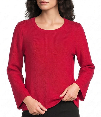 Investments Ribbed Knit Crew Neck Long Sleeve Sweater