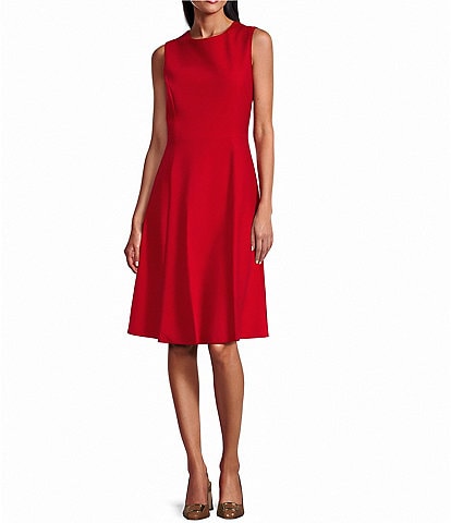 Investments Scuba Crepe Sleeveless Fit and Flare Dress