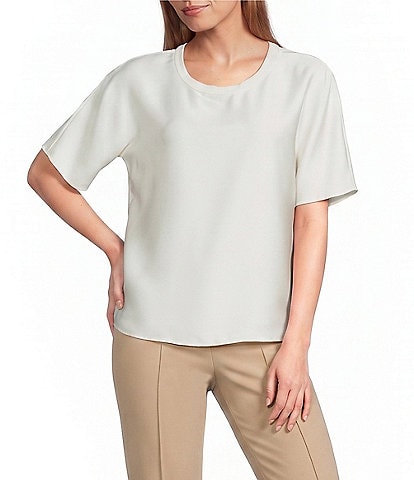 Investments Short Sleeve Crew Neck Satin Tee