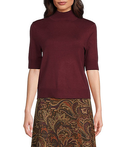 Investments Short Sleeve Mock Neck Sweater