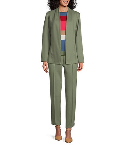  Women's 2PC Outfit Casual Solid Long Sleeve Open Front Blazer  and Pencil Pant Suits Set for Office Business Work Green : Clothing, Shoes  & Jewelry