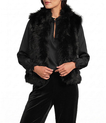 Investments Sleeveless Snap Front Faux Fur Vest